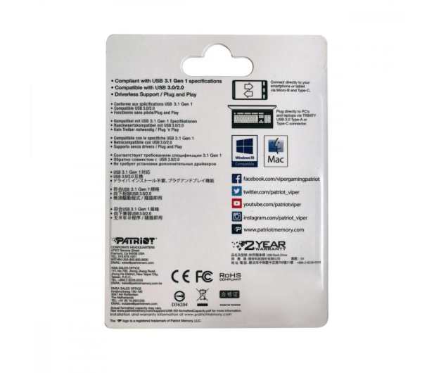 PATRIOT microUSB 64GB 200MB/s PEF64GTRI3USB - 431118 - zdjęcie 3